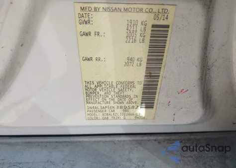 2014 Nissan Altima 2.5 S from USA, damaged, VIN 1N4AL3AP5EN389582